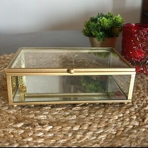 Mirrored Display Case Hinged Opening Chain Miniature Curio Box